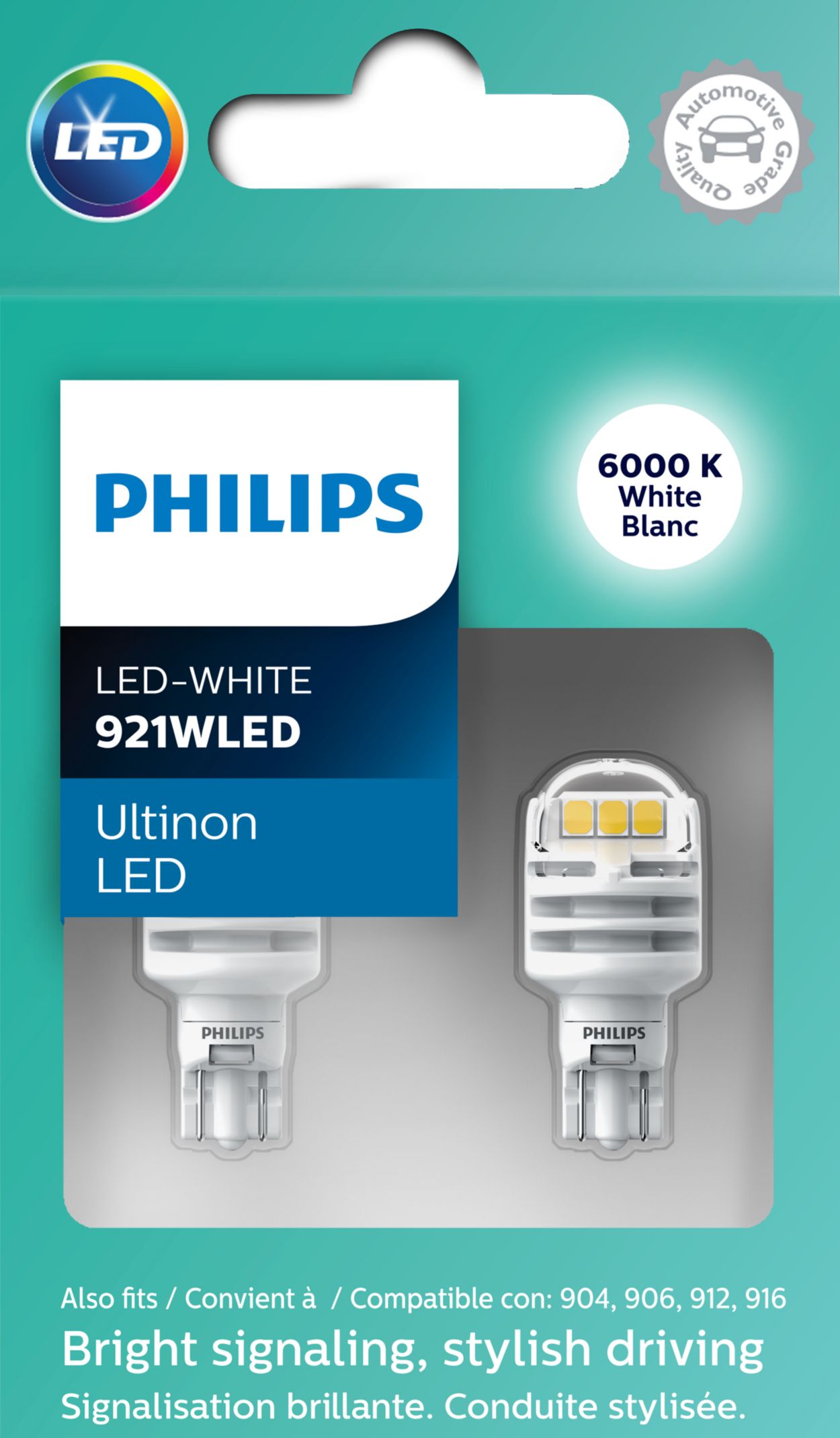 Philips 921 LED W16W 6000K Xenon White Back Up Light - 2 Bulbs