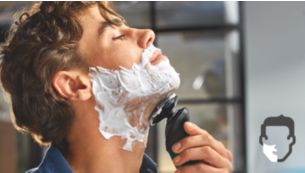 A tecnologia AquaTec proporciona um barbear a seco confortável ou um barbear húmido refrescante
