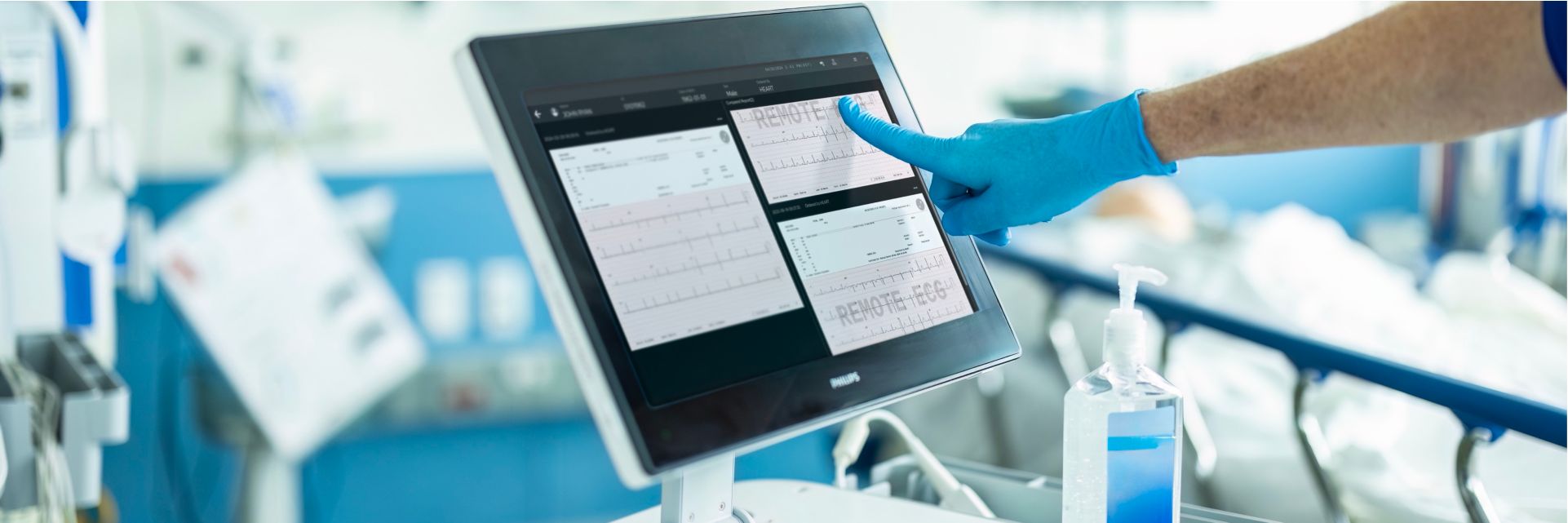 remote ecg machine being used