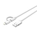 Premium braided 2-in-1 cable aluminum connector