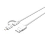 Premium braided 2-in-1 cable aluminum connector