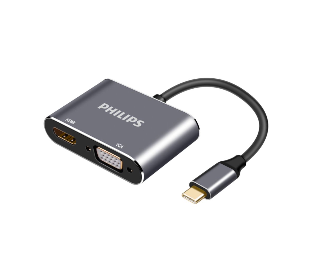Ensiluokkainen USB-C–HDMI/VGA-sovitin