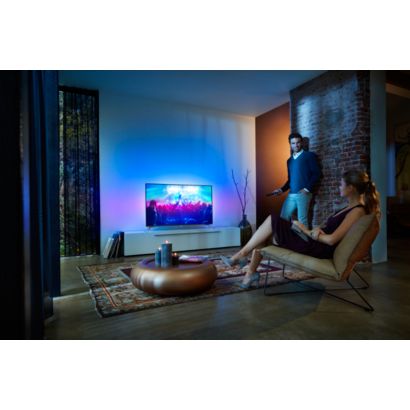 4K UHD ултратънък LED телевизор, работещ с Android