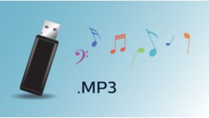Enjoy MP3 music directly from your portable USB devices