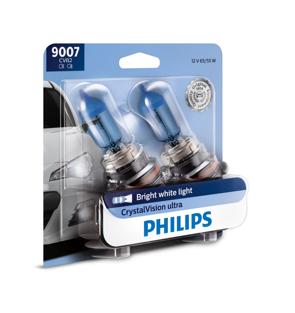 Philips 9007, HB2, H4 CrystalVision Ultra High and Low Beam Headlight, 9007CVB2