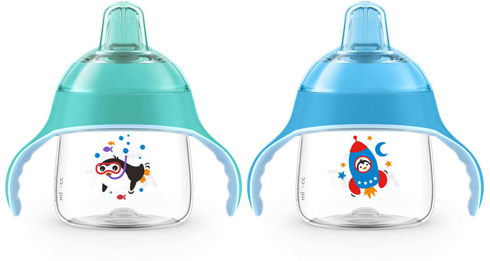 Blue/Teal 7oz Philips Avent BPA Free My Penguin Sippy Cup 
