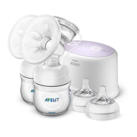 Philips Avent SCF334/31 - Sacaleches doble silencioso, extractor de leche  eléctrico, con cojín masajeador suave, biberón y bolsa de viaje -  Sacaleches