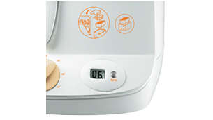 The digital timer allows pre-setting of frying time