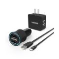 Wall charger with car plug and cable