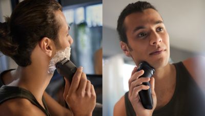 Wet and dry shaving at the sink or in the shower