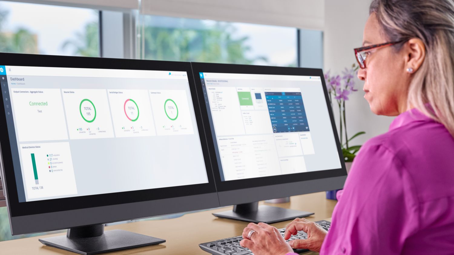 A lady checking the data