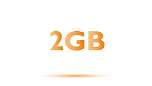Geniş veri dosyaları için 2 GB saklama kapasitesi