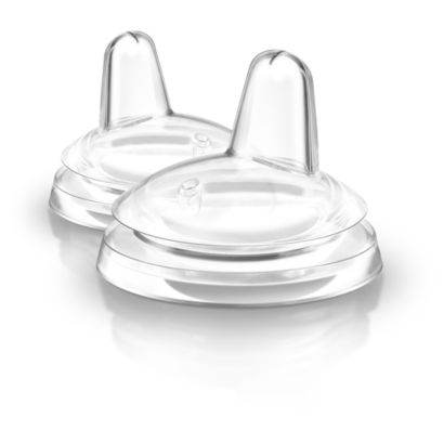 Flexible silicone spout that's gentle on gums