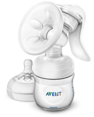 Manual breast pump with bottle