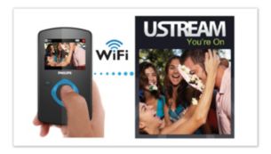 Go Live voor draadloze video-uitzending naar website via UStream