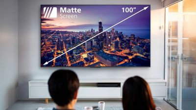 Matte screen delivers a glare-free home theater experience