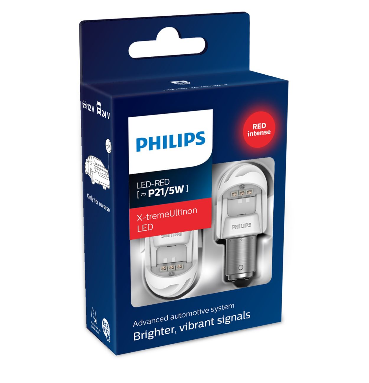 PHILIPS RED VISION LED BRAKE LIGHT W21/5W T20 7443 12835REDB2 Dual  Brightness