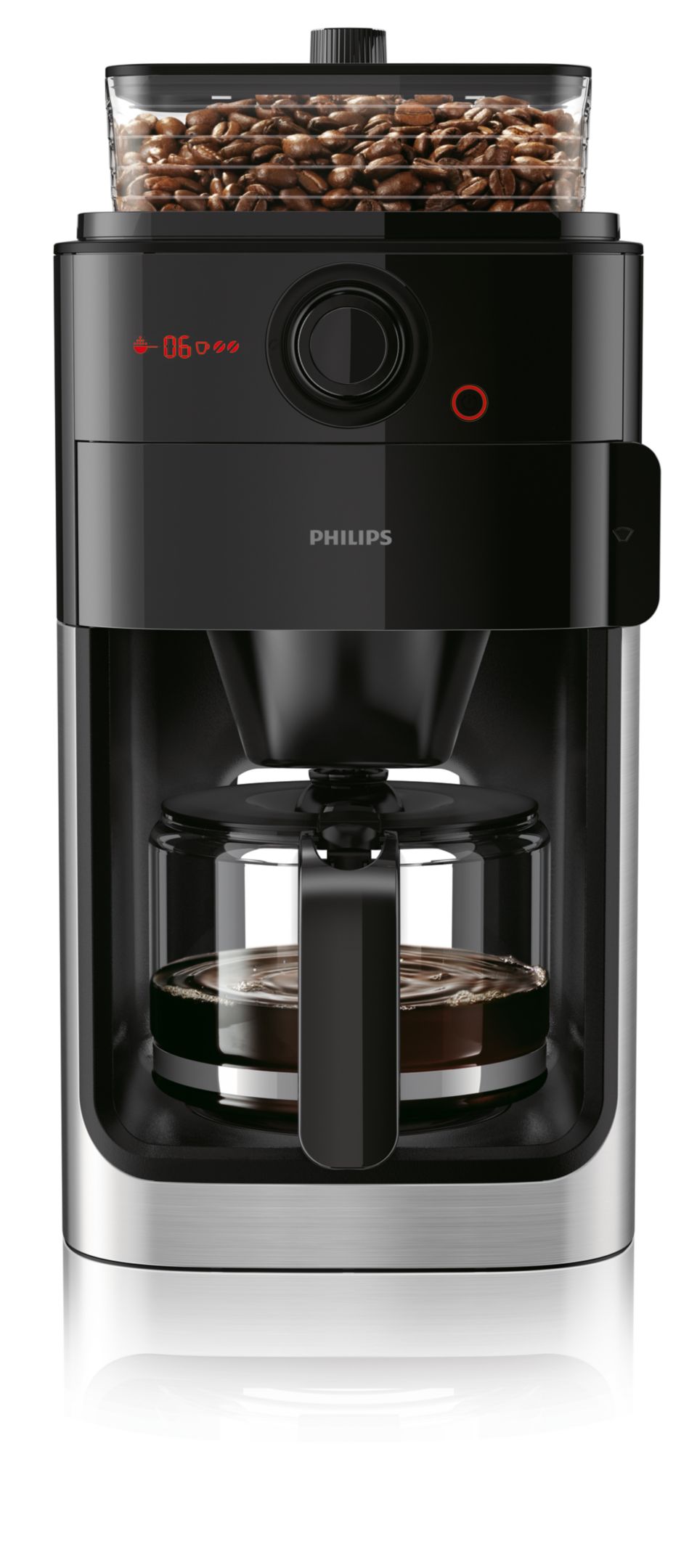 Philips Machine Ã€ Café Filtre Avec Broyeur Ã€ Grains - Verseuse En Verre  De 1.2 L, Jusqu'à 12 Tasses, Noir/Métal (HD7767/00) : : Cuisine et  Maison