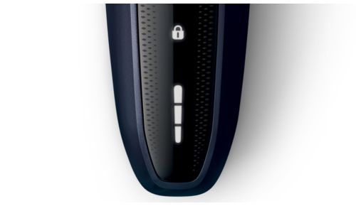 Indicador de batería de 3 niveles y de bloqueo para viajes