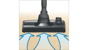 AeroSeal nozzle captures more dust and fluff per stroke