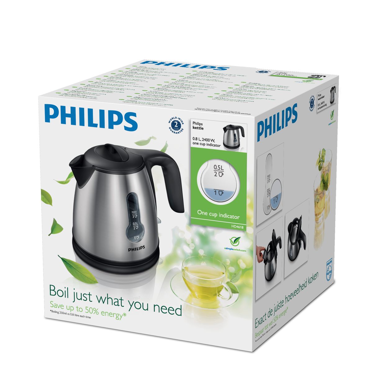 HERVIDOR DE AGUA PHILIPS 1.7 LTS. ACERO INOX