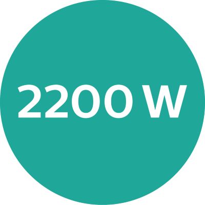 Motor de CC y 2200 W de potente flujo de aire