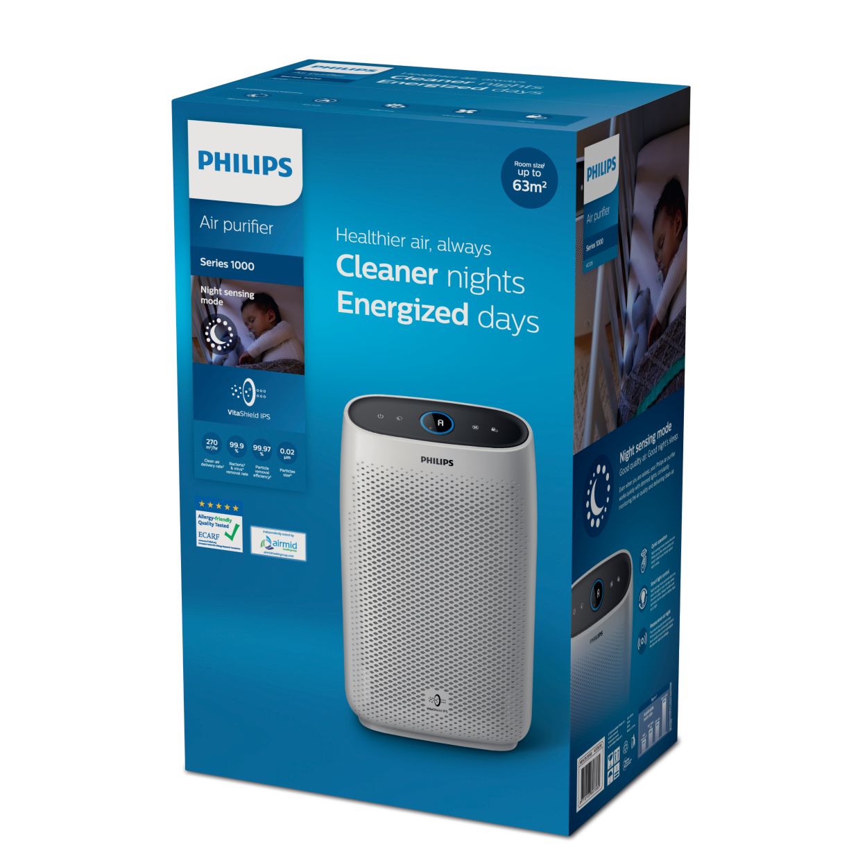 Philips Purificador de Aire Serie 1000i - Elimina los gérmenes, el polvo y  los alérgenos en habitaciones de hasta 78 m², modo de reposo (AC1715/11)  Gris y Negro : : Hogar y cocina