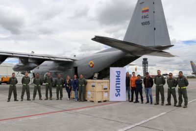 Healthcare equipment delivered by aircraft through collaboration to remote region