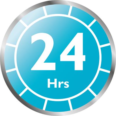 Sterile for up to 24 hours if the lid is unopened