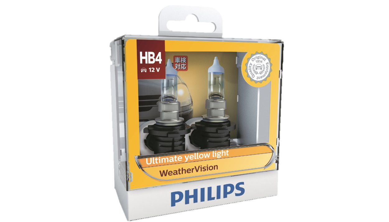 Philips WeatherVision H4 9003 HB2 2900K Yellow Light Car Headlight