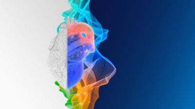 Abstract heart image with podcast description 