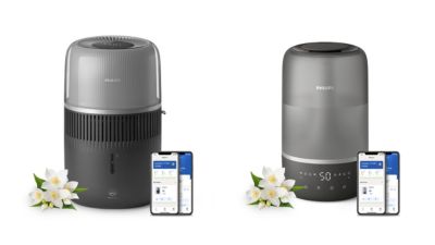 Philips Luftbefeuchter der 1000er und 5000er Serie nebeneinander mit App-Steuerung