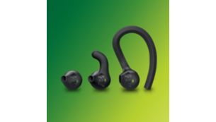 Personalise your fit with ear hook, fin or earbud styles