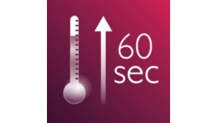 Fast heat up time, ready to use in 60 seconds