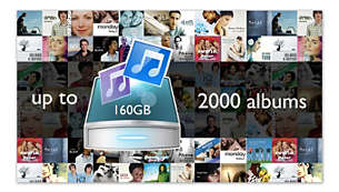 160 GB Festplatte zum Speichern von bis zu 2000 CDs