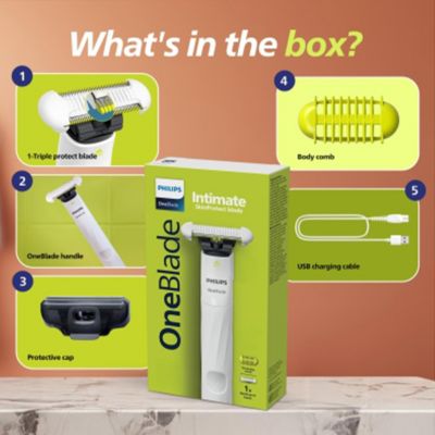 Box contents of Philips OneBlade Intimate
