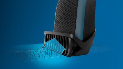 Trims evenly and captures low-lying hairs