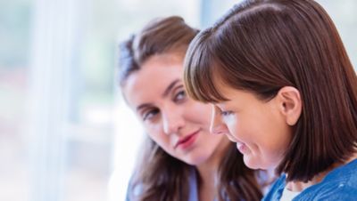 Clinician looking at patient