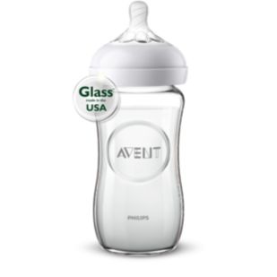 Natural glass baby bottle