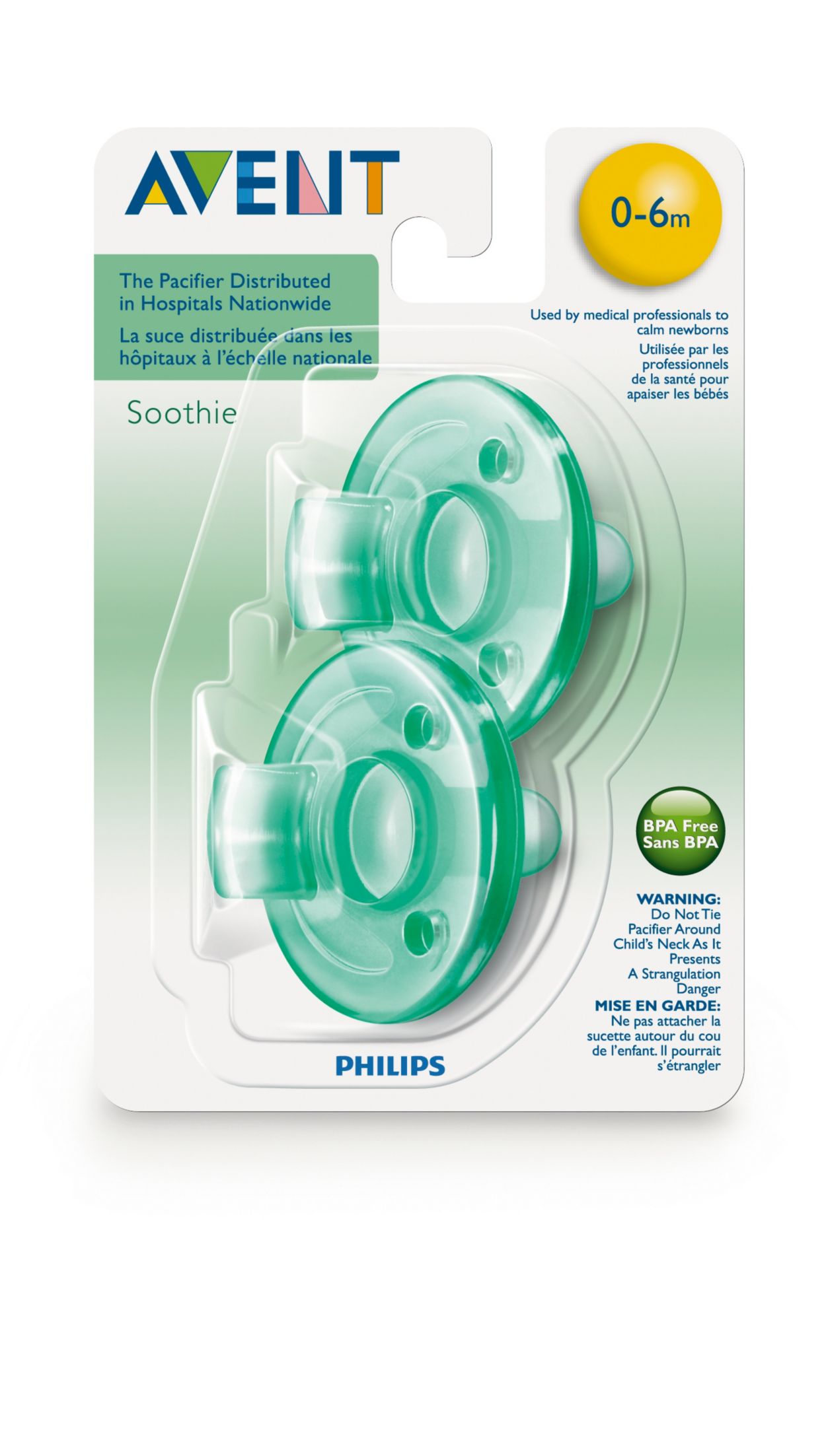 Soothie pacifier 0-3m, 2 pack SCF190/01