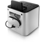 Wake up to FM radio and a smartphone fully charged