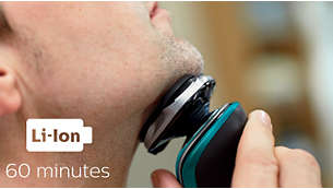 60 minutos de afeitado sin cable una vez que está cargada por completo