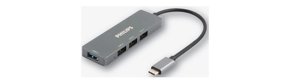 USB-C 插座集线器扩展到 4 端口迷你集线器。