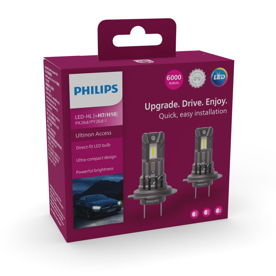 Philips Led H7 Ultinon 3500r High Power 30w 2600lm Car Headlight 6500k  White High Lumen Watt Led Lamps Px26d Lum11972u3500x2, 2x - Car Headlight  Bulbs(led) - AliExpress