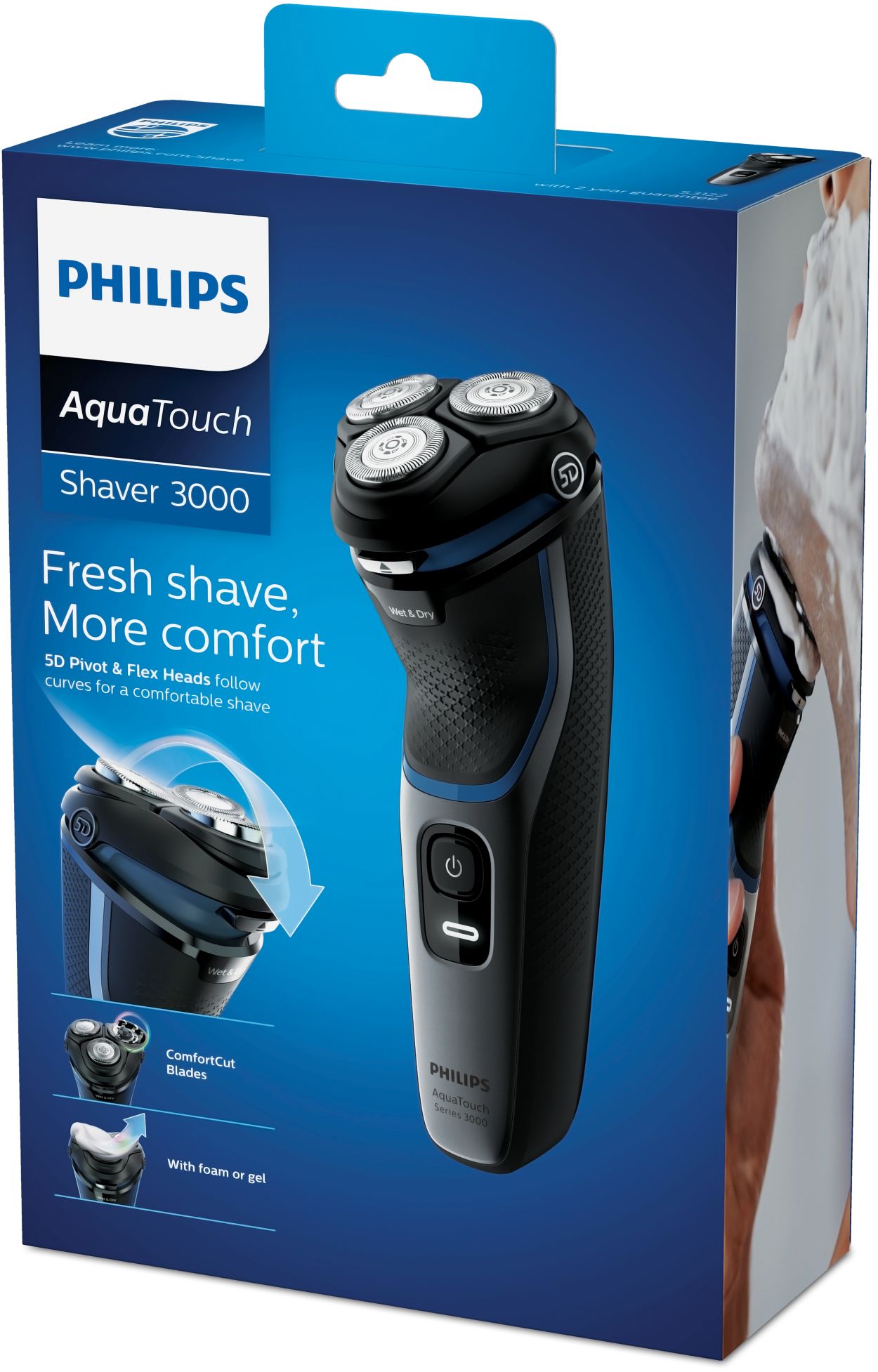 ▷ Chollazo Afeitadora eléctrica inalámbrica Philips Serie 3000 S3233/52 con  cabezales pivotantes y flexibles 5D por sólo 28,99€ (-61%)