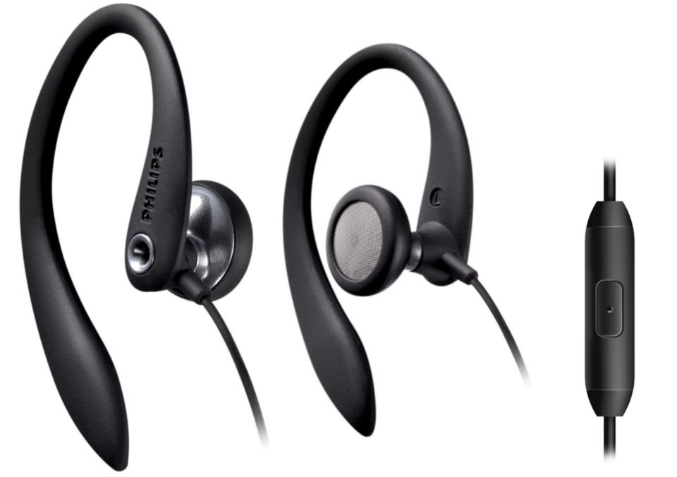 MUCRO Auriculares deportivos con cable con gancho para la oreja con clip  para la oreja, auriculares para correr, auriculares envolventes compatibles