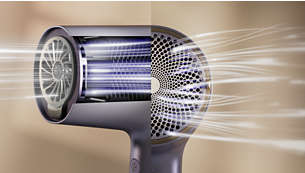 Išdžiovinkite plaukus 20 % greičiau nei 2 300 W plaukų džiovintuvu*