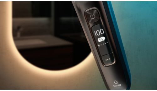 Pantalla OLED para notificaciones dinámicas de SkinIQ y de la afeitadora