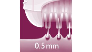 Благодаря эффективной системе эпиляции волоски удаляются с корнем (0,5 мм)
