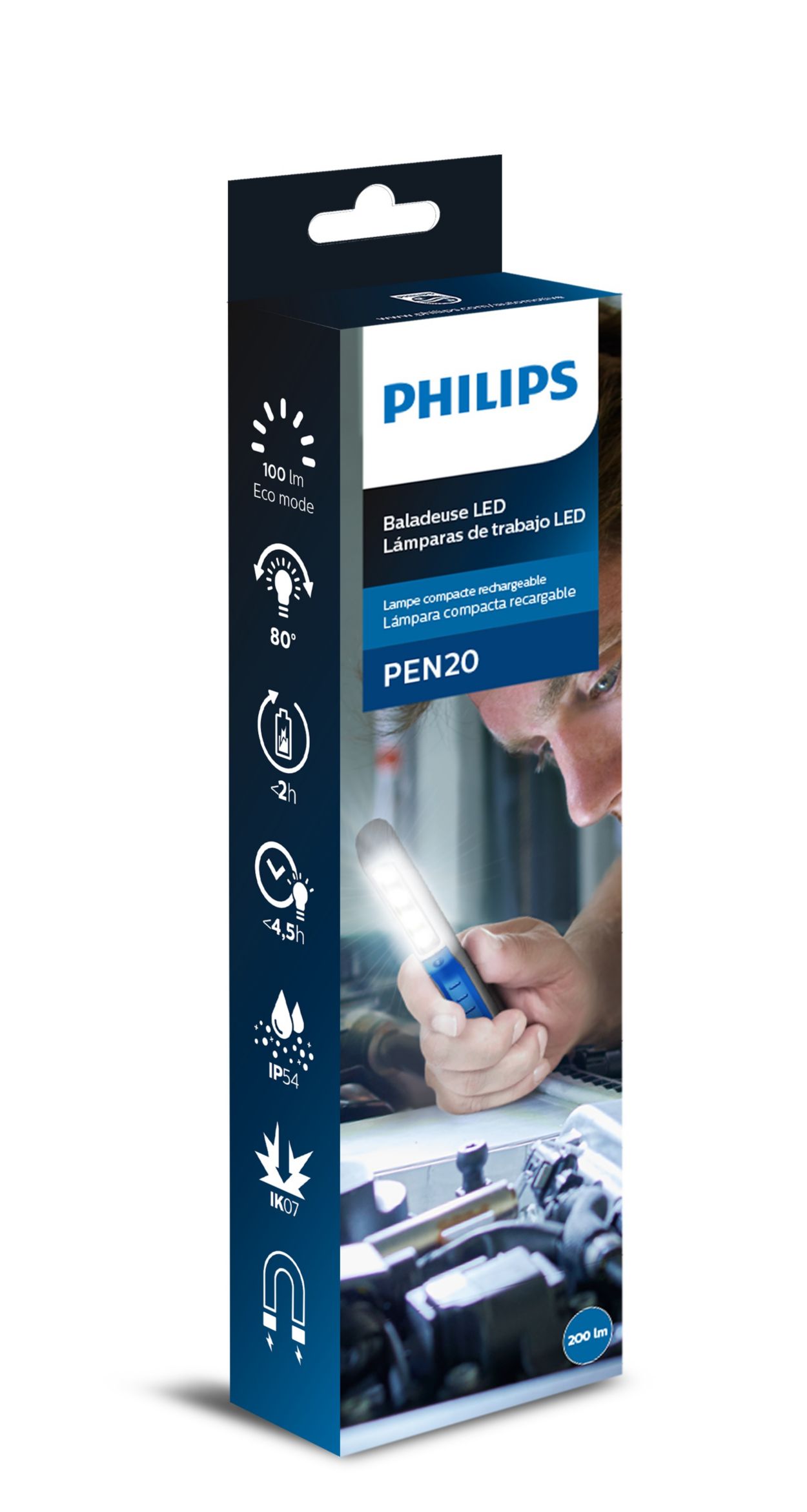 Philips Lampe de Travail LED Penlight Premium Color+ Gris - Corps Aluminium  - LPL81X1 200Lms - France-Xenon